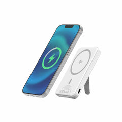 Blu Element Qi2 SLIM Wireless Power Bank with Kickstand 5K White