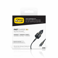 OtterBox Fast Charge Power Delivery Car Charger USB-C 20W with USB-C Cable 3.3ft Black