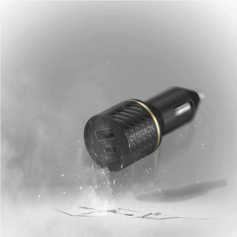 7880703 Dual Fast Car Charger USB-C 20W PD and USB-A 12W Black