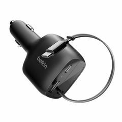 Belkin BoostCharge Retractable Car Charger 75W Black