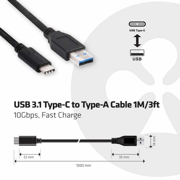 CAC1523 USB-C 3.1 Gen 2 Male (10Gbps) to USB Male Cable 1m/3.28ft Black