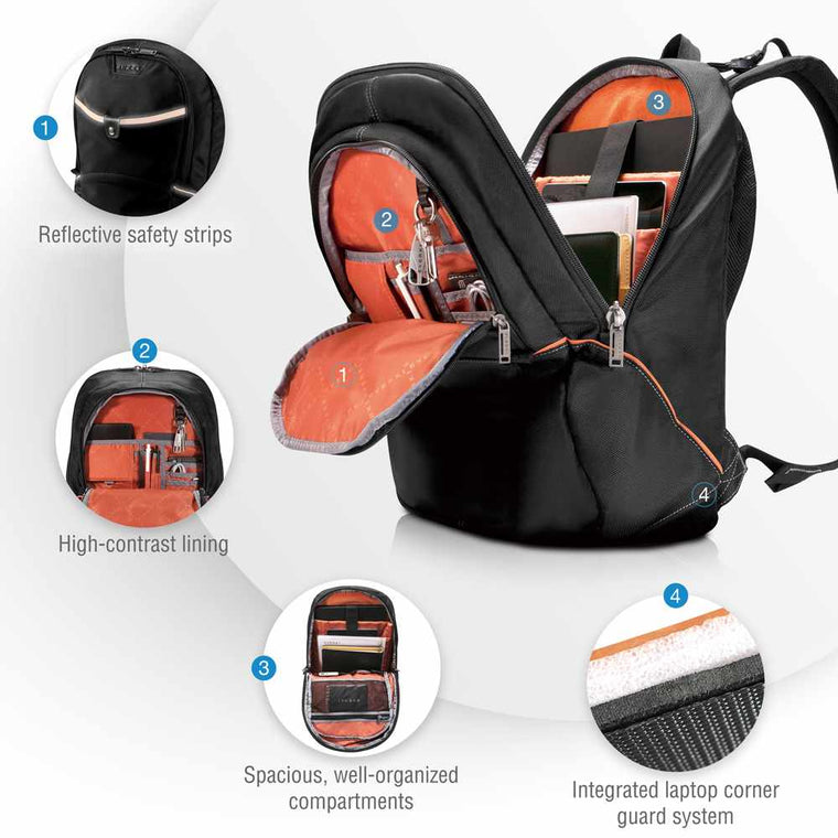 EKP129 Glide Compact Laptop Backpack up to 17.3 inch Black