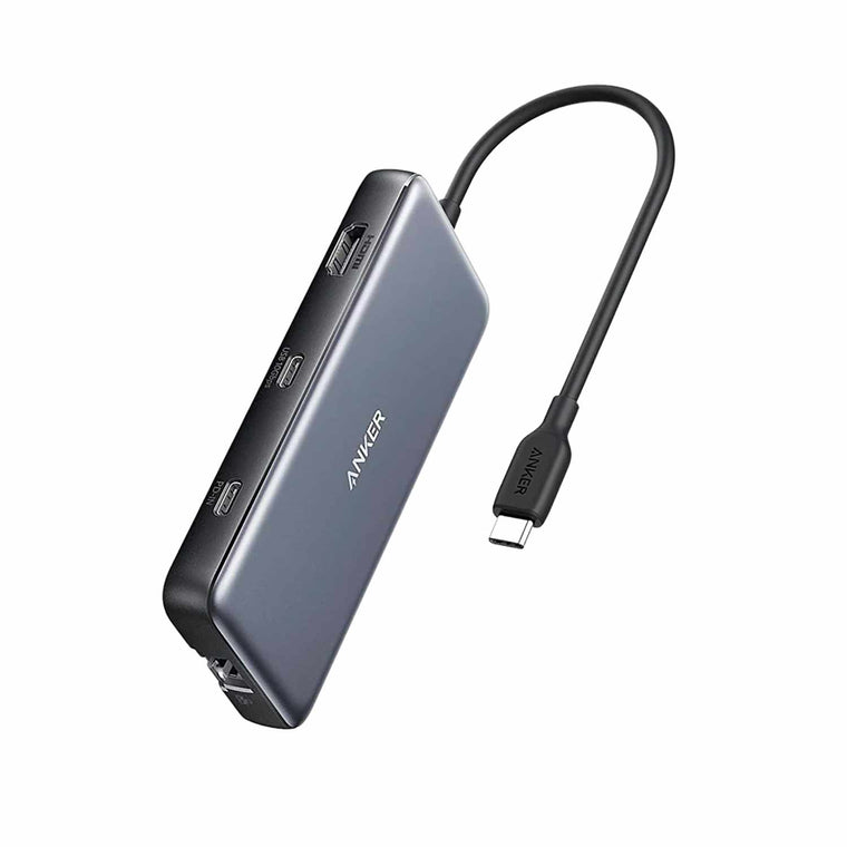 Anker 8-in-1 Multiport Ethernet Adapter with 4K 60Hz HDMI Port/85W PD 10Gbps USB-C and 2-A Data Ports/microSD SD Card Reader Gray