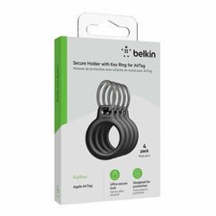 Belkin Secure Holder with Key Ring for AirTag 4-Pack Black