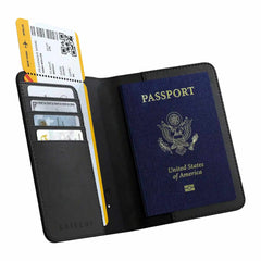 Satechi Vegan-Leather Passport Cover with Find My Black