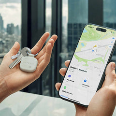 Satechi Vegan-Leather Keychain with Find My Sand