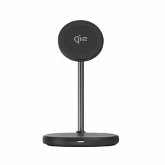 Blu Element Qi2 2-in-1 Wireless Charging Stand 15W MagSafe-Compatible Black