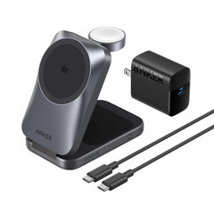 Anker 3 in 1 MacGo Wireless Foldable Charging Station (Aircool) Black