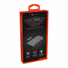 Helix/Retrak USB-C to 4-Port USB-A Hub Black