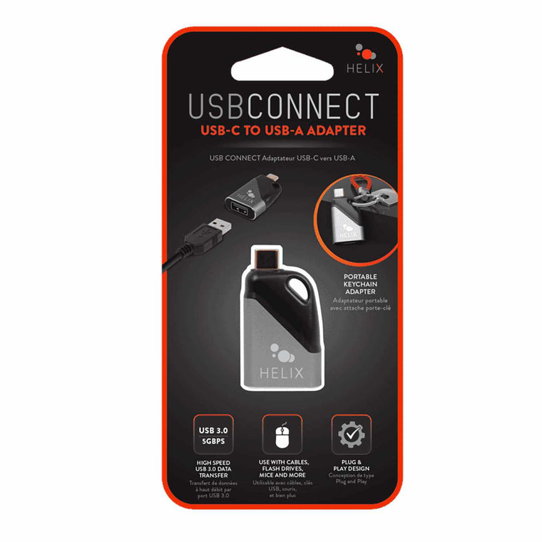 Helix/Retrak USB-C to USB-A Travel Adapter Grey