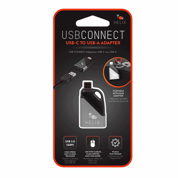 Helix/Retrak USB-C to USB-A Travel Adapter Grey