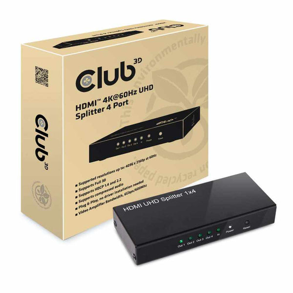 CSV1380 HDMI 4K60HZ 2.0 UHD Splitter 4 Ports Black