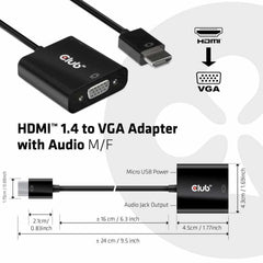 Club3D HDMI 1.4 TO VGA Active Adapter with Audio Male/Female Black