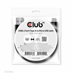Club3D USB-A 3.2 to Micro USB Cable Male/Male 1m/3.28ft Adapter Black