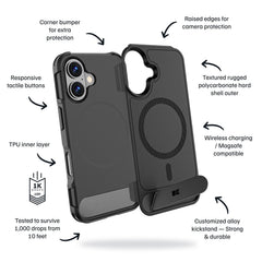 Blu Element Armour Ultra MagSafe w/Kickstand Case Black for iPhone 17