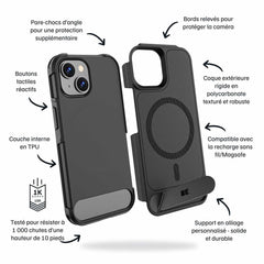 Blu Element Armour Ultra MagSafe w/Kickstand Case Black for iPhone 16e/15/14/13