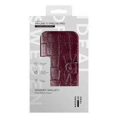 Ideal of Sweden Magnet Wallet MagSafe Case Fine Wine Croco for iPhone 18 Pro/17 Pro