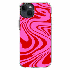 Casetify Impact Clear Case with MagSafe Trippy Wavy Swirl Pink for iPhone 14 Plus
