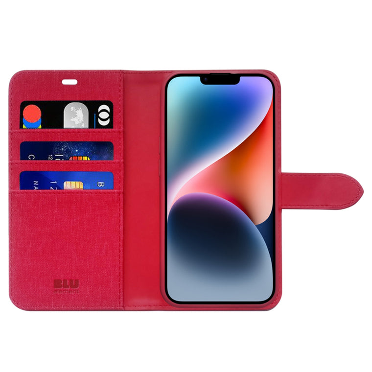 Blu Element Folio 2-in-1 Case Dark Red for iPhone 17e/16e/15/14/13