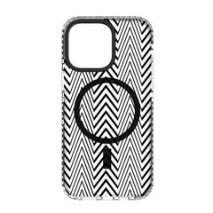 Blu Element Chromatic Print MagSafe Case Black warped Lines for iPhone 15 Pro