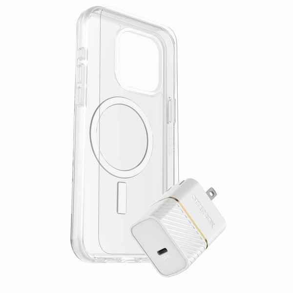 OtterBox Protection+Power Kit (Symmetry Clear MagSafe + Wall Charger 30W White) for iPhone 15 Pro Max