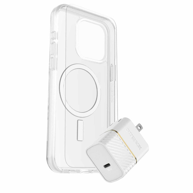 7881247 Protection+Power Kit (Symmetry Clear MagSafe w/ Glass + Wall Charger 30W White) iPhone 15 Pro Max