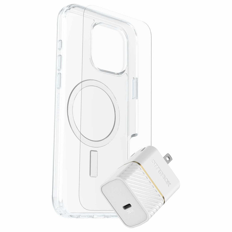 7881434 Protection+Power Kit (Symmetry Clear MagSafe w/Glass + Wall Charger 30W White) iPhone 16 Pro Max Clear