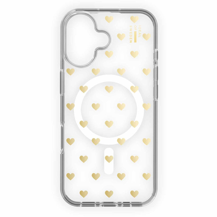 IDCLCMSI2461506 Clear Mid MagSafe Case iPhone 16 Golden Hearts