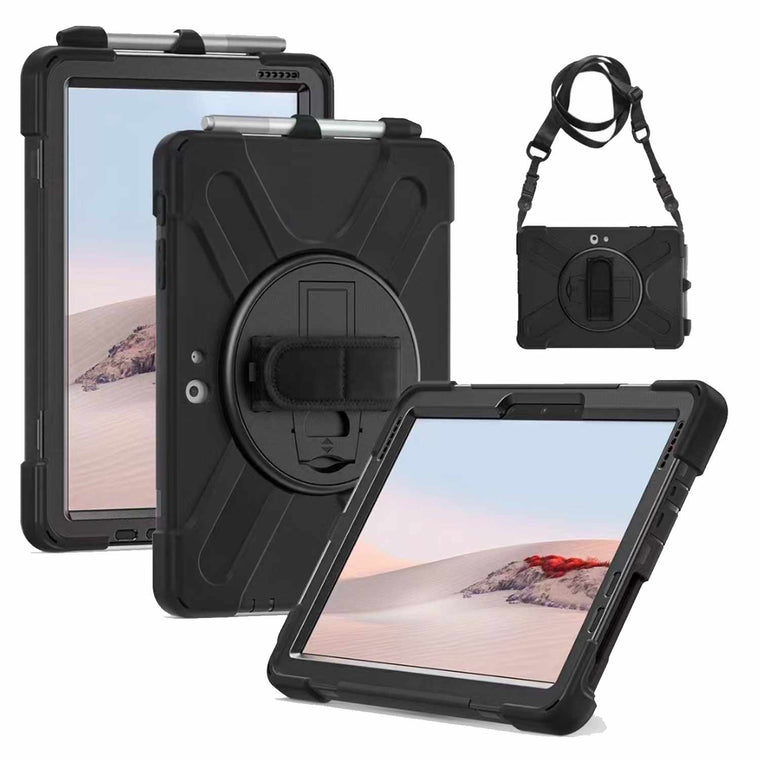 HYHDWSFGO4SJBKC Heavy Duty Case w/Kickstand Hand & Shoulder Strap Surface Go 4/3/2/1 Black
