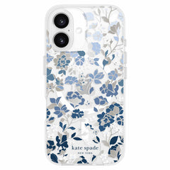 Kate Spade Protective Hardshell Case w/MagSafe Flowerbed Blue with Gems for iPhone 16