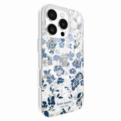 Kate Spade Protective Hardshell Case w/MagSafe Flowerbed Blue with Gems for iPhone 16 Pro