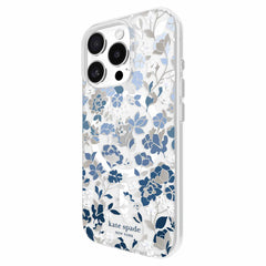 Kate Spade Protective Hardshell Case w/MagSafe Flowerbed Blue with Gems for iPhone 16 Pro