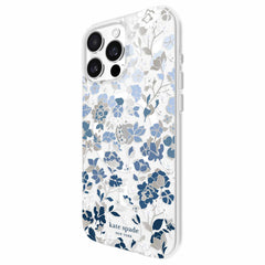 Kate Spade Protective Hardshell Case w/MagSafe Flowerbed Blue with Gems for iPhone 16 Pro Max