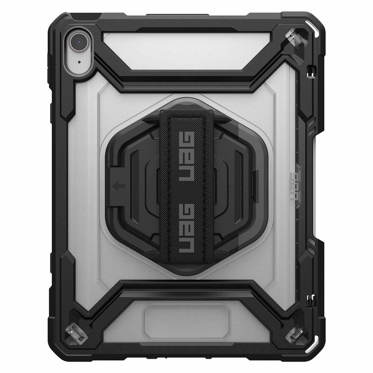 124470B14340 Plasma Rugged Case w/Rotating Handstrap BULK iPad 11 2025 (11th Gen)/(10th Gen) Ice/Black