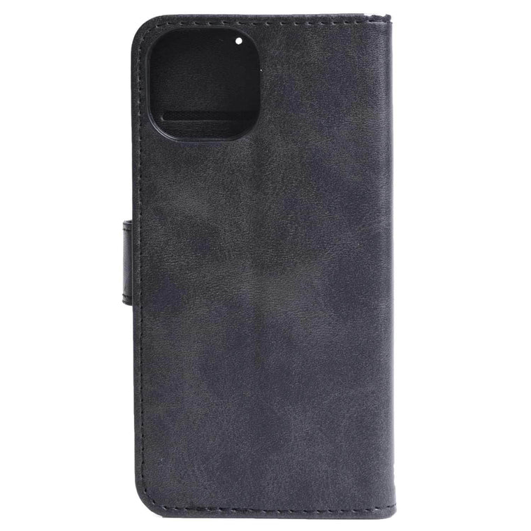 BEWFiP164B Faux Leather Folio Case w/TPU Gelskin iPhone 16 Black