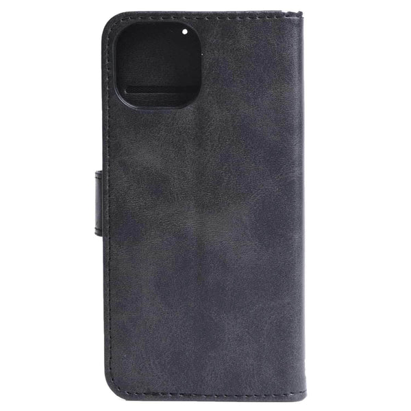 BEWFiP164B Faux Leather Folio Case w/TPU Gelskin iPhone 16 Black