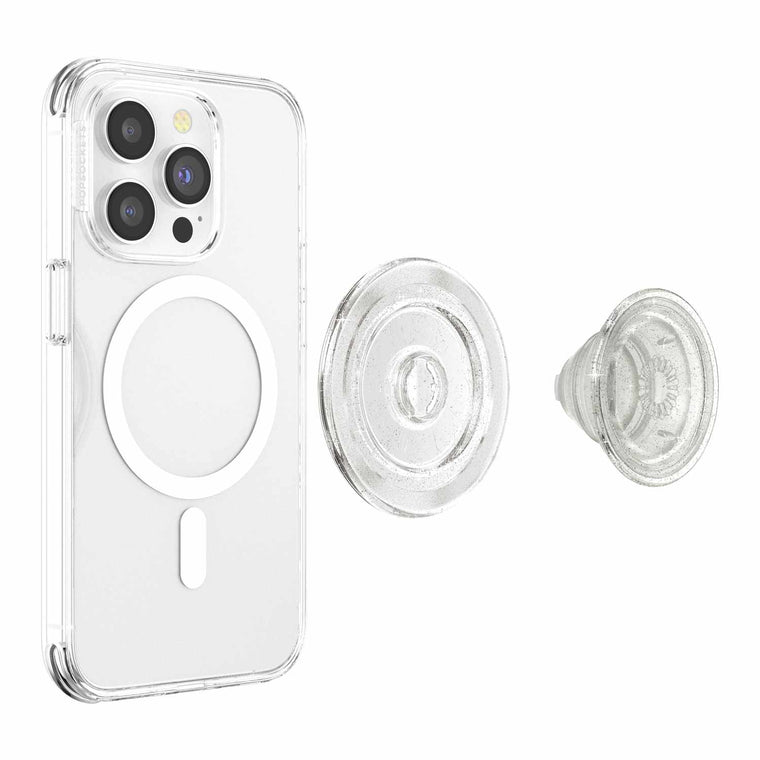 806866 PopGrip For MagSafe Round with Adapter Ring Clear Glitter