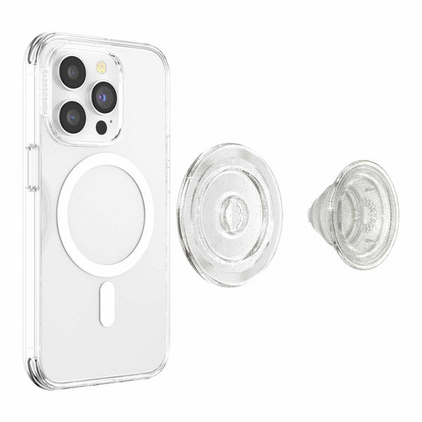 806866 PopGrip For MagSafe Round with Adapter Ring Clear Glitter