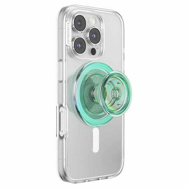 PopSockets PopGrip for MagSafe Round with Adapter Iridescent Turq