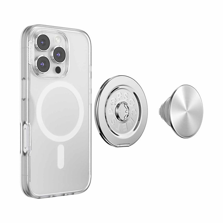 807695 PopGrip Kick Out for MagSafe Round with Adapter Radial Silver