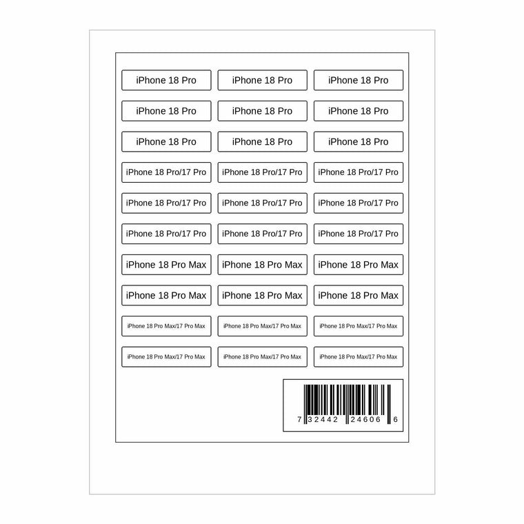 Bulk Packaging Stickers (mix of 30 labels per unit ordered) iPhone 18 Pro/17 Pro/18 Pro Max/17 Pro Max