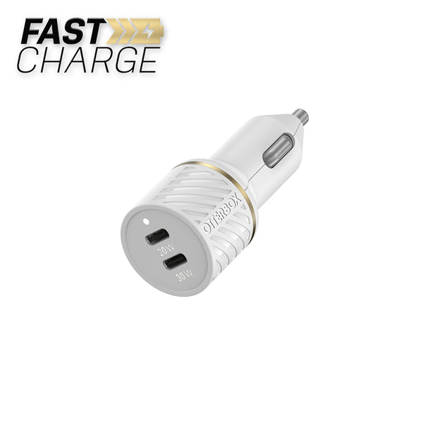 OtterBox Dual USB Premium Fast Charge Car Charger Power Delivery 30W + Power Delivery 20W White