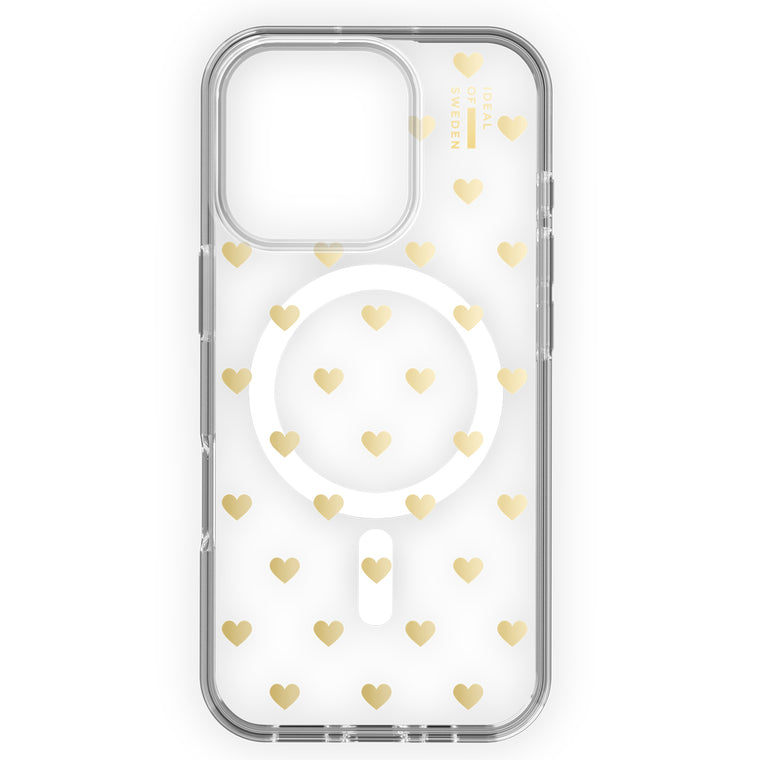 Ideal of Sweden Clear Case Mid MagSafe Golden Hearts for iPhone 16 Pro Max