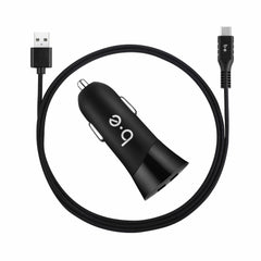 Blu Element Dual USB Car Charger 3.4A with USB-C Cable Black